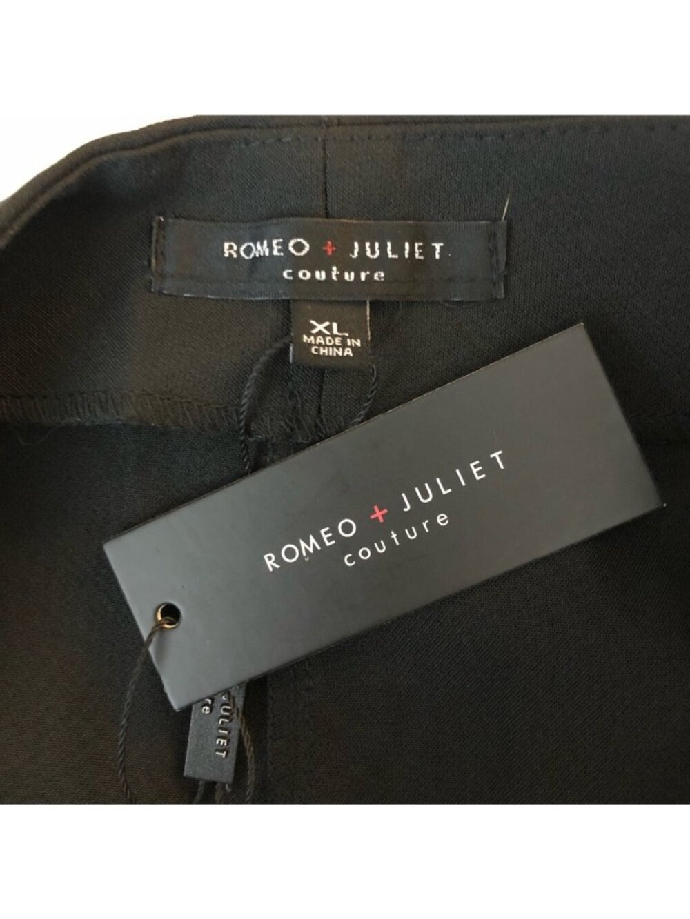 Romeo & Juliet Womens Straight Leg Pants Black Stretch Pleated Belted XL New - Picture 7 of 8